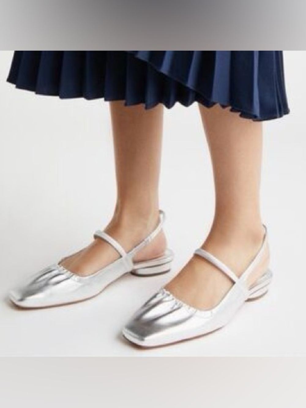 VINCE Venice Silver Slingback Ballet Flats size 8